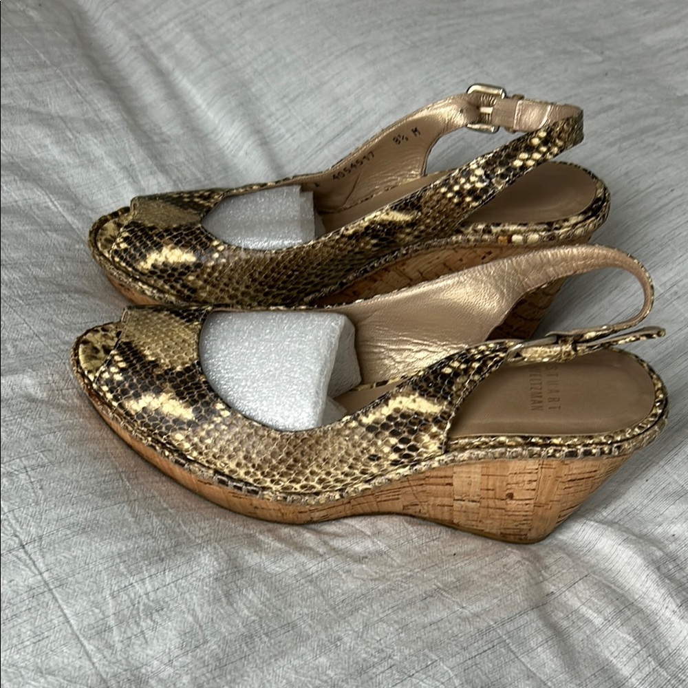 Snakeskin Wedge Slingback Sandals Stuart Whitman